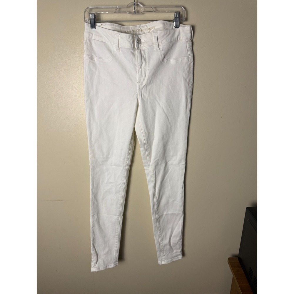 American‎ Eagle Outfitters Jeans Womens 12 White Super High-Rise Straight Denim